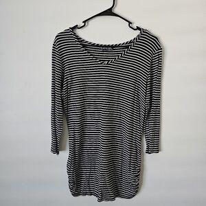 PERFECT Black & White Striped Maternity Shirt; Due Time Maternity; L